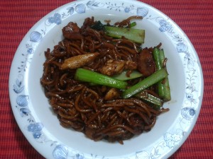 Fried Yellow Noodles With Fish Cake