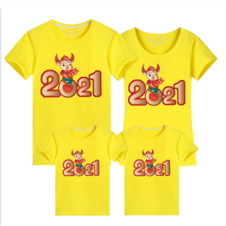 2021 The Year Of Ox S-5XL Chinese New Year CNY Family Matching T-shirt